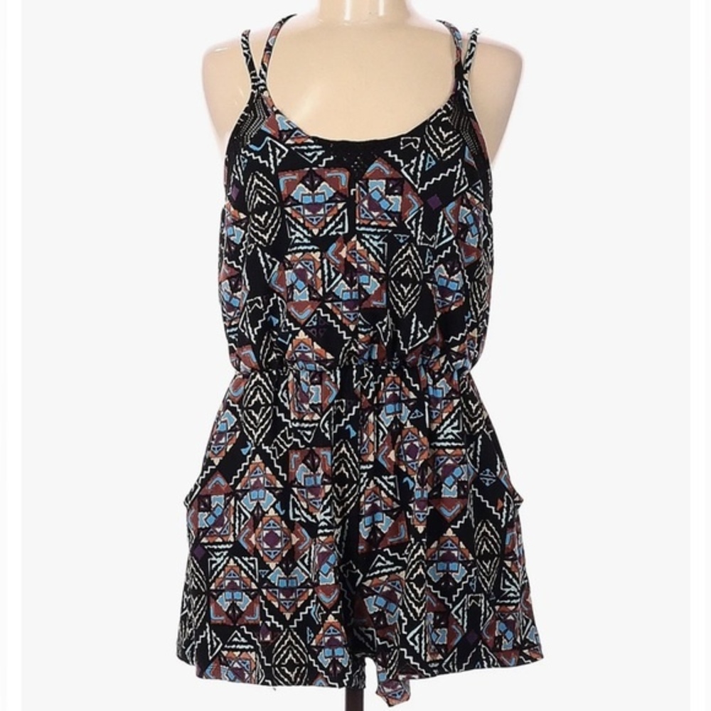 Strappy tribal print romper with pockets size small